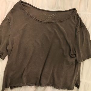 Taupe Free People distressed crop top